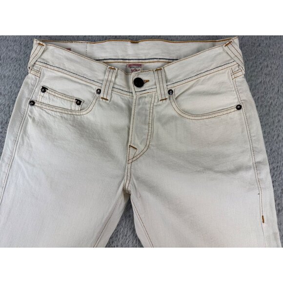 True Religion Mens 32 Blake White Button Straight Leg Sample Y2K Jeans USA Made - Picture 4 of 14